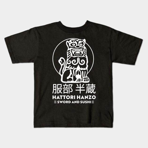 Hattori Hanzo Sword and Sushi (light) Kids T-Shirt by Doc Multiverse Designs